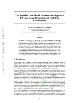 The Bayesian Case Model: A Generative Approach for Case-Based Reasoning
  and Prototype Classification