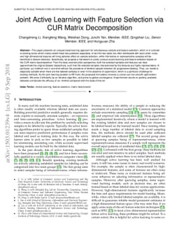 Joint Active Learning with Feature Selection via CUR Matrix
  Decomposition