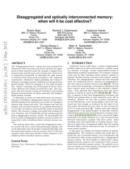 Disaggregated and optically interconnected memory: when will it be cost
  effective?