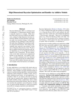 High Dimensional Bayesian Optimisation and Bandits via Additive Models