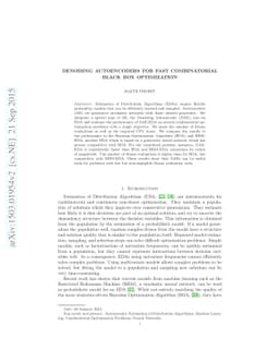 Denoising Autoencoders for fast Combinatorial Black Box Optimization