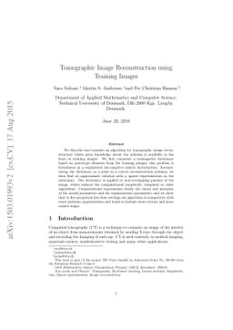 Tomographic Image Reconstruction using Training images