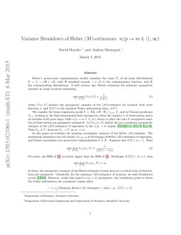 Variance Breakdown of Huber (M)-estimators: $n/p \rightarrow m \in
  (1,\infty)$