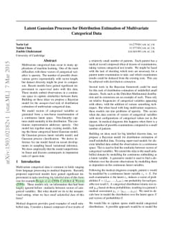 Latent Gaussian Processes for Distribution Estimation of Multivariate
  Categorical Data