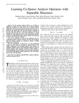 Learning Co-Sparse Analysis Operators with Separable Structures