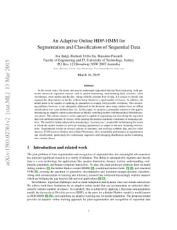 An Adaptive Online HDP-HMM for Segmentation and Classification of
  Sequential Data