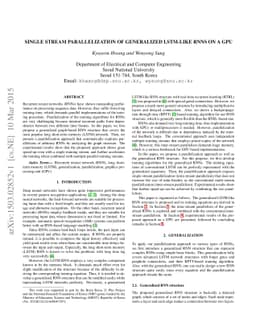 Single stream parallelization of generalized LSTM-like RNNs on a GPU