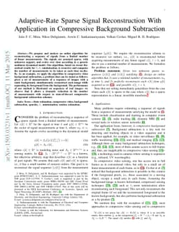 Adaptive-Rate Sparse Signal Reconstruction With Application in
  Compressive Background Subtraction
