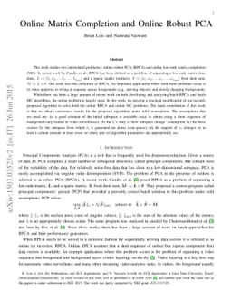 Online Matrix Completion and Online Robust PCA