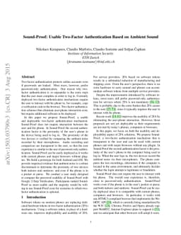 Sound-Proof: Usable Two-Factor Authentication Based on Ambient Sound