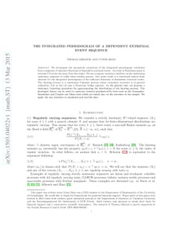 The integrated periodogram of a dependent extremal event sequence