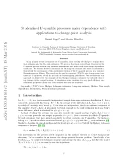Studentized U-quantile processes under dependence with applications to
  change-point analysis