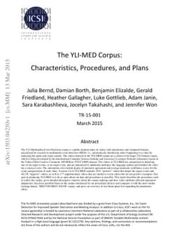 The YLI-MED Corpus: Characteristics, Procedures, and Plans