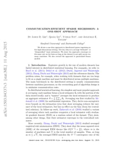 Communication-efficient sparse regression: a one-shot approach