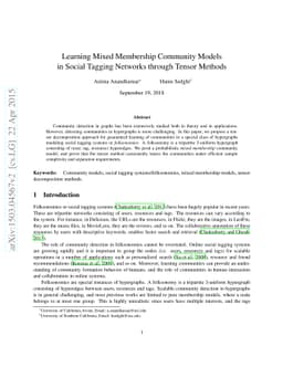 Learning Mixed Membership Community Models in Social Tagging Networks
  through Tensor Methods