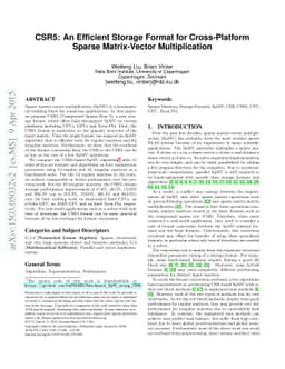 CSR5: An Efficient Storage Format for Cross-Platform Sparse
  Matrix-Vector Multiplication