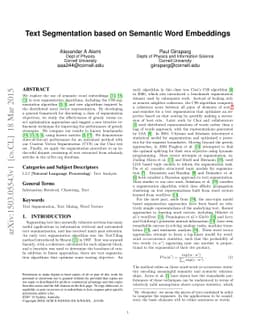 Text Segmentation based on Semantic Word Embeddings