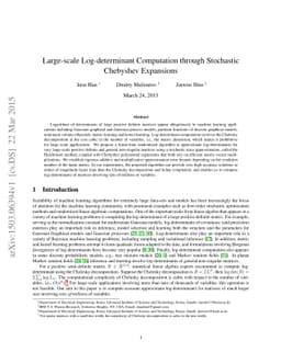 Large-scale Log-determinant Computation through Stochastic Chebyshev
  Expansions