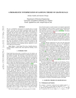 A Probabilistic Interpretation of Sampling Theory of Graph Signals