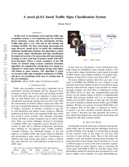 A novel pLSA based Traffic Signs Classification System