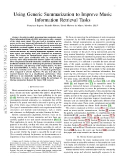 Using Generic Summarization to Improve Music Information Retrieval Tasks