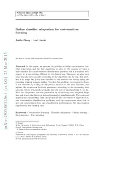 Online classifier adaptation for cost-sensitive learning