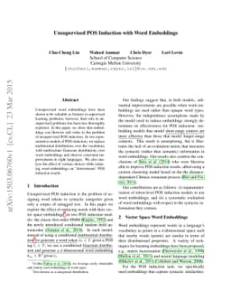 Unsupervised POS Induction with Word Embeddings