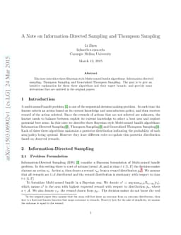 A Note on Information-Directed Sampling and Thompson Sampling