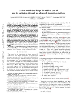 A new model-free design for vehicle control and its validation through
  an advanced simulation platform