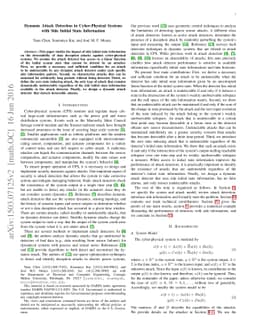 Dynamic Attack Detection in Cyber-Physical Systems with Side Initial
  State Information