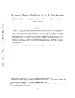 Regularized Minimax Conditional Entropy for Crowdsourcing