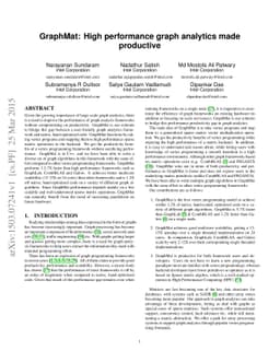 GraphMat: High performance graph analytics made productive