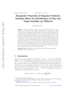 Asymptotic Properties of Bayesian Predictive Densities When the
  Distributions of Data and Target Variables are Different