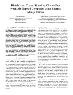 BitWhisper: Covert Signaling Channel between Air-Gapped Computers using
  Thermal Manipulations