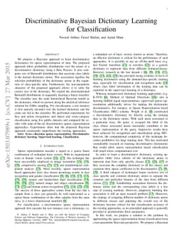 Discriminative Bayesian Dictionary Learning for Classification