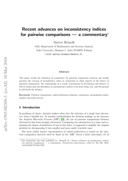 Recent advances on inconsistency indices for pairwise comparisons - a
  commentary