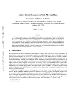 Sparse Linear Regression With Missing Data