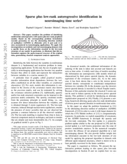 Sparse plus low-rank autoregressive identification in neuroimaging time
  series