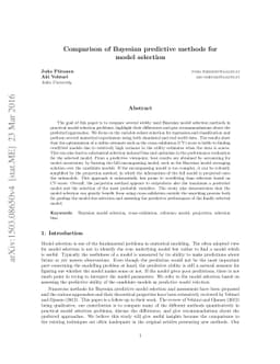 Comparison of Bayesian predictive methods for model selection