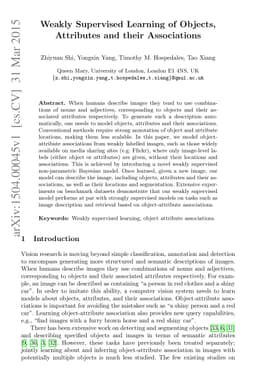 Weakly Supervised Learning of Objects, Attributes and their Associations