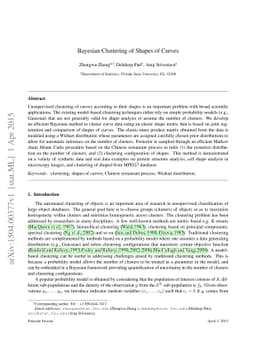 Bayesian Clustering of Shapes of Curves