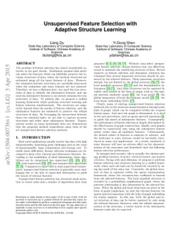 Unsupervised Feature Selection with Adaptive Structure Learning