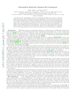 Deterministic Relativistic Quantum Bit Commitment