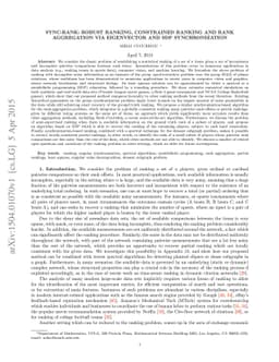 Sync-Rank: Robust Ranking, Constrained Ranking and Rank Aggregation via
  Eigenvector and Semidefinite Programming Synchronization