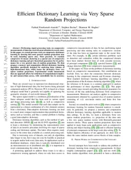 Efficient Dictionary Learning via Very Sparse Random Projections