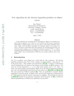 New algorithm for the discrete logarithm problem on elliptic curves