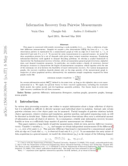 Information Recovery from Pairwise Measurements