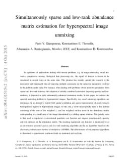 Simultaneously sparse and low-rank abundance matrix estimation for
  hyperspectral image unmixing