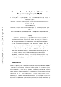Bayesian Inference for Duplication-Mutation with Complementarity Network
  Models