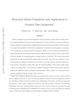 Structured Matrix Completion with Applications to Genomic Data
  Integration